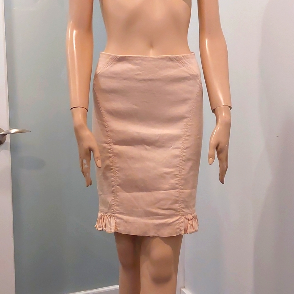 Bebe cream color linen pencil skit size 0